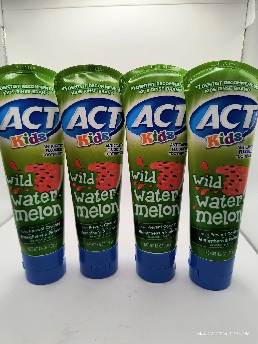 ACT Kids Anticavity Fluoride Toothpaste Wild Watermelon 4.6oz Lot of 4 BB 1/27